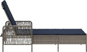 vidaXL Ξαπλώστρα συνθετικό ρατάν Γκρι και Navy Blue