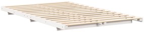 vidaXL Κρεβάτι δαπέδου Λευκό 140 x 190 cm Μασίφ ξύλο πεύκου