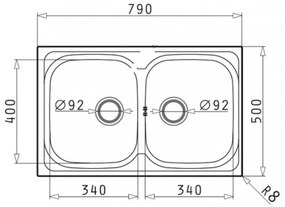 Νεροχύτης Maidsinks Derby 2B-Μήκος: 79 εκ.