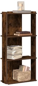 vidaXL Βιβλιοθήκη 3 Επιπέδων Καπνιστή Δρυς 60x30x120 εκ. Επεξεργ. Ξύλο