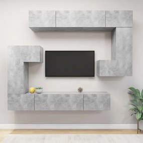 vidaXL Σετ Επίπλων Τηλεόρασης 8 Τεμαχίων Γκρι Σκυρ. Επεξεργασμένο Ξύλο