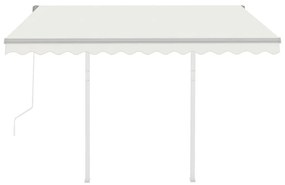 vidaXL Τέντα Συρόμενη Αυτόματη με Στύλους Κρεμ 3 x 2,5 μ.