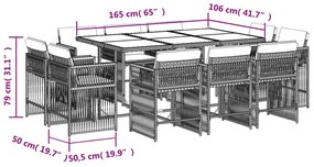 vidaXL Σετ Τραπεζαρίας Κήπου 11 τεμ Μαύρο από Συνθ. Ρατάν με Μαξιλάρια