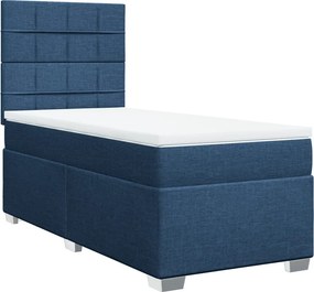 vidaXL Κρεβάτι Boxspring με Στρώμα Μπλε 90x200 εκ.Υφασμάτινο