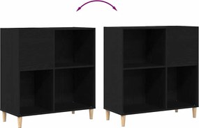 vidaXL Ντουλάπι δίσκων βινυλίου με ράφι Μαύρη Οξυά 84,5 x 38 x 89 εκ