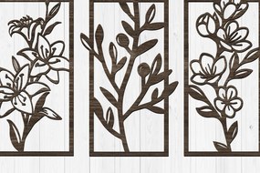 Intra απο ξύλο plywood  Χρώμα wenge 3mm-4mm πάχος - Κομψά πάνελ τέχνης τοίχου με λουλούδια Δίασταση 30x20 cm INTRAFABR-110324949