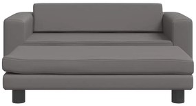 vidaXL Καναπές Παιδικός με Υποπόδιο Γκρι 100 x 50 x 30 εκ. Συνθ. Δέρμα