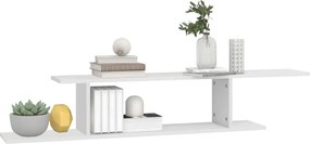 vidaXL Ράφι Τηλεόρασης Επιτοίχιο Λευκό 125x18x23 εκ. από Επεξ. Ξύλο
