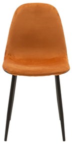 Καρέκλα Naomi pakoworld PU γκρι-βελούδο κεραμιδί-μαύρο πόδι - Ύφασμα - 127-000071
