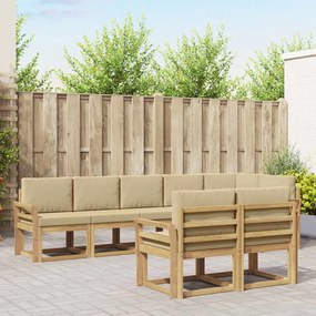 vidaXL Σειρά Καναπέ Εξωτερικού 8 pcs Λευκό και Μπεζ Πολυεστέρας