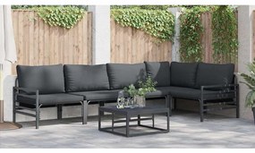 vidaXL Σετ Καναπέ Κήπου με μαξιλάρι 5 pcs Μαύρο Ατσάλι