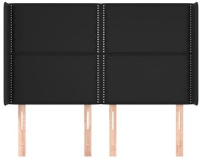 vidaXL Κεφαλάρι με Πτερύγια Μαύρο 147x16x118/128 εκ. Συνθ. Δέρμα
