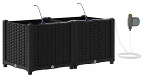 vidaXL Ζαρντινιέρες κήπου Μαύρο 80 x 40 x 37.5 cm Ατσάλι