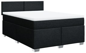 vidaXL Κρεβάτι Boxspring με Στρώμα Μαύρο 160x200 εκ. Υφασμάτινο