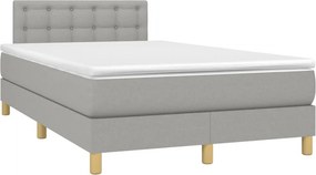 vidaXL Κρεβάτι Boxspring με Στρώμα Ανοιχτό Γκρι 120x190 εκ. Υφασμάτινο