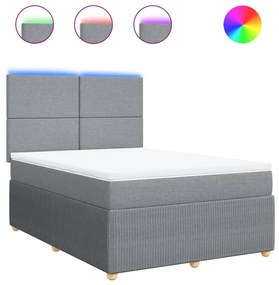 vidaXL Κρεβάτι Boxspring με Στρώμα Ανοιχτό Γκρι 140x190 εκ. Υφασμάτινο