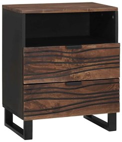vidaXL Κομοδίνο με συρτάρι Καρυδιά 50 x 33 x 60 εκ Μασίφ ξύλο μάνγκο