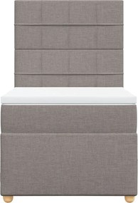 vidaXL Κρεβάτι Boxspring με Στρώμα Taupe 90x200 εκ. Υφασμάτινο