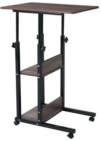 Βοηθητικό Τραπεζάκι LIFT Steel Μαύρο/Σκούρο Καρυδί 60x40x68/85cm