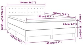 vidaXL Κρεβάτι Boxspring με Στρώμα Γκρι 140x190εκ. από Συνθετικό Δέρμα