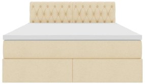 vidaXL LED Κρεβάτι αποθήκευσης με στρώμα Κρέμ 140 x 200 cm Ύφασμα