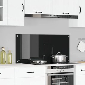 vidaXL Πλακάκι Κουζίνας Μαύρο 110x50x0,6 εκ Γυαλί Σαπουνοειδές