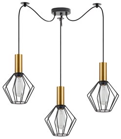 SE21-GM-4-BL3-GR1 ADEPT TUBE Gold Matt Pendant Black Metal Grid+