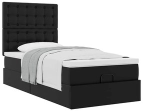 Οθωμανικό κρεβάτι με στρώμα Μαύρο 80x200cm Faux Leather - Μαύρο