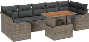 vidaXL Σετ Καναπέ Κήπου με αποθήκευση 8 pcs Γκρι Πολυ ράταν