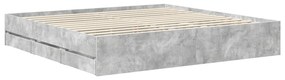 vidaXL Σκελετός Κρεβατιού Σκυρόδεμα Γκρι 200 x 200 cm Μηχανήματος Ξύλο