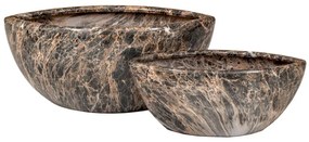 Κασπώ Οβάλ (Σετ 2Τμχ) 89222 21x46x20/16x35x14cm Black-Brown Κεραμικό