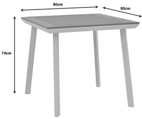 Τραπεζαρία Moly-Synergy σετ 3τεμ λευκό αλουμίνιο και textilene με plywood σε φυσικό χρώμα 80x80x74εκ 80x80x74 εκ.