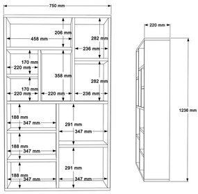 ΒΙΒΛΙΟΘΗΚΗ BOTECA 10ΘΕΣΕΩΝ PAKOWORLD ΣΕ ΛΕΥΚΗ ΑΠΟΧΡΩΣΗ 75X22X123.6ΕΚ