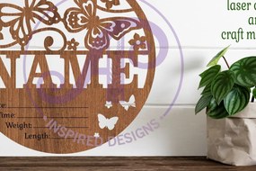 Σετ των 3 Intra απο ξύλο plywood 3mm-4mm πάχος Πεταλούδες Νεογέννητο Μωρό Σήμα στατιστικών Δίασταση 10x10 cm INTRAFABR-103206476