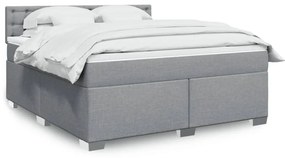 Κρεβάτι Boxspring με Στρώμα Ανοιχτό Γκρι 180x200 εκ. Υφασμάτινο - Γκρι