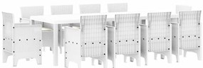 vidaXL Σέτ φαγητού για κήπο 11 pcs Λευκό Rattan Polt