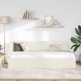 vidaXL Κρεβάτι Γωνίας με κεφαλάρι Κρεμ 90 x 200 cm Βελούδο