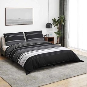 vidaXL 2 τεμ. 200 x 220 cm + 80 x 80 cm 100% Cotton Black Stripes