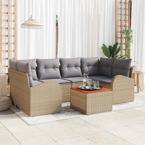 vidaXL Σετ Καναπέ Κήπου 7 Τεμαχίων με Μαξιλάρια Μπεζ Συνθετικό Ρατάν