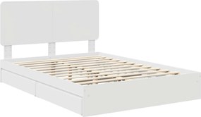 vidaXL Κρεβάτι Αποθήκης Λευκό 140 x 190 cm Επεξεργασμένο ξύλο