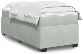 vidaXL Κρεβάτι Boxspring με Στρώμα Ανοιχτό Γκρι 100x200 εκ. Βελούδινο