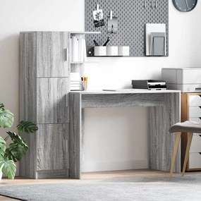 vidaXL Γραφείο με Αποθηκευτικούς Χώρους Γκρι Sonoma Επεξεργασμένο Ξύλο