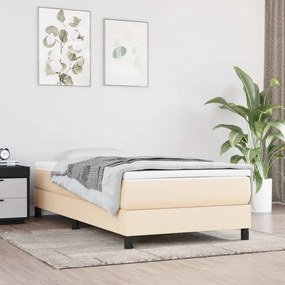 Κρεβάτι Boxspring με Στρώμα Κρεμ 90x190 εκ.Υφασμάτινο