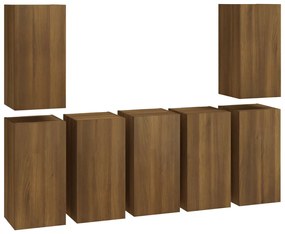 vidaXL Έπιπλα Τηλεόρασης 7 τεμ. Καφέ Δρυς 30,5x30x60 εκ. Επεξ. Ξύλο