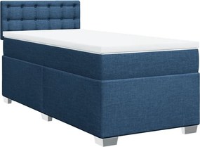 vidaXL Κρεβάτι Boxspring με Στρώμα Μπλε 90x200 εκ.Υφασμάτινο