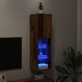Έπιπλο Τηλεόρασης με LED Όψη Παλαιού Ξύλου 30,5x30x102 εκ.