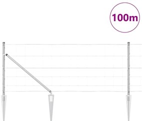 vidaXL Περίφραξη αγρού Ασημί 100 x 0.8 μ Γαλβανισμένος χάλυβας