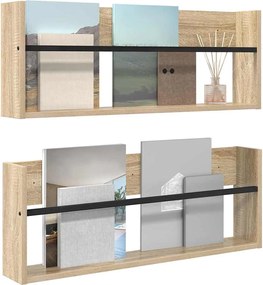 vidaXL Ράφι Περιοδικών με ράφι 2 pcs Δρύς Sonoma 80 x 12 x 30 εκ