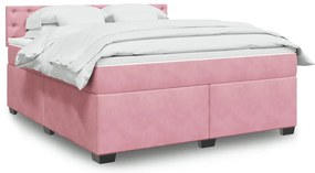 vidaXL Κρεβάτι Boxspring με Στρώμα Ροζ 180x200 εκ. Βελούδινο