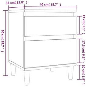 Κομοδίνα 2 τεμ. Λευκά 40 x 35 x 50 εκ. - Λευκό